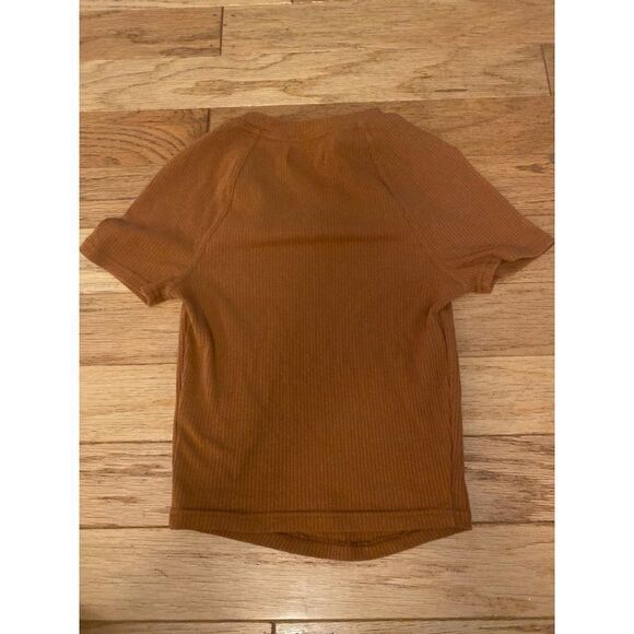 Urban Outfitters women's brown cut out cropped short sleeve casual top sz small - Picture 4 of 8